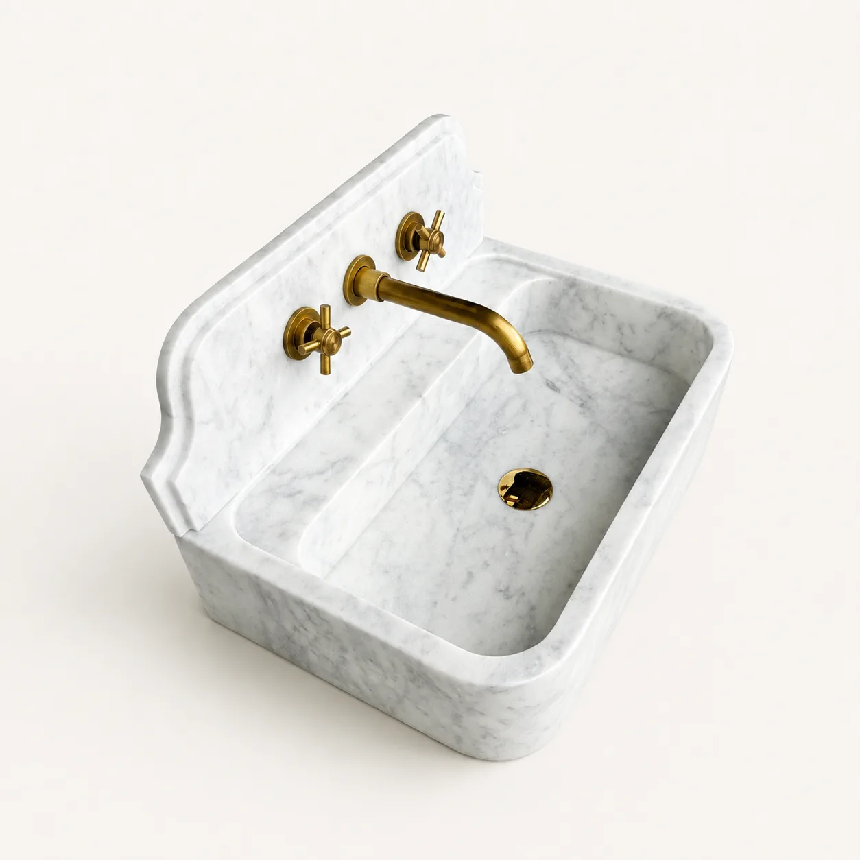 Carrara Mermer Banyo Lavabosu – Lüks Duvara Monte Lavabo