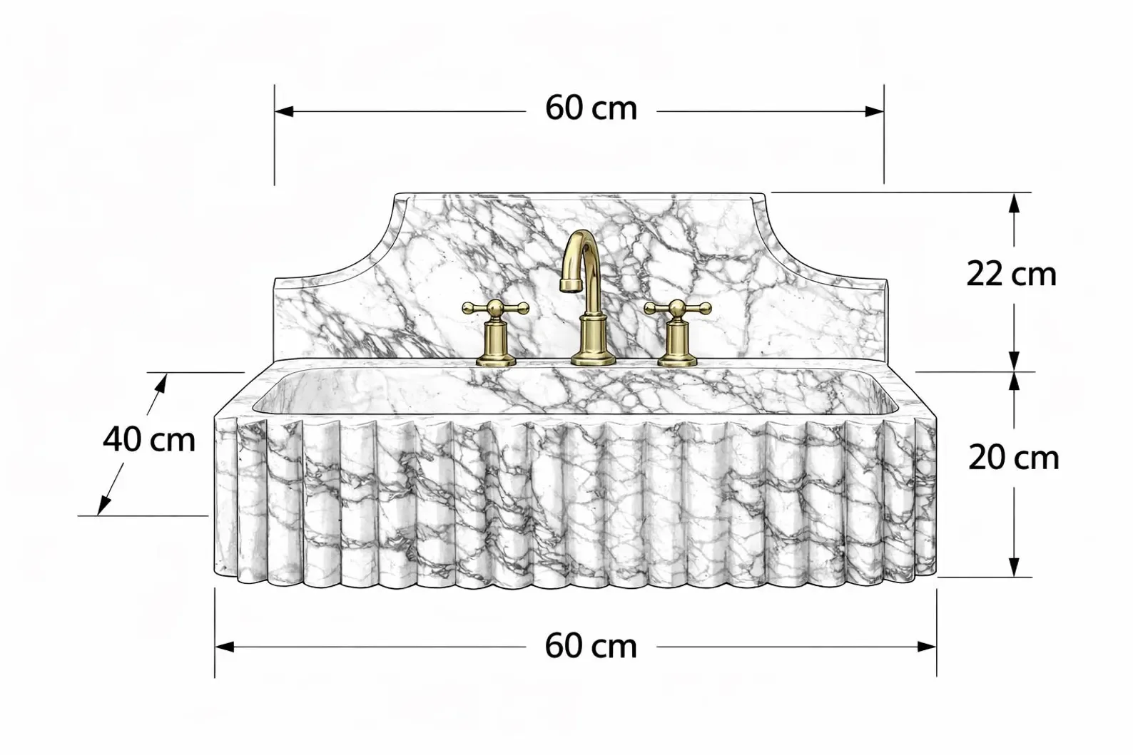 Calacatta Viola Mermer Lavabo – El Oyması Lüks Doğal Taş Duvara Monte Banyo Lavabosu