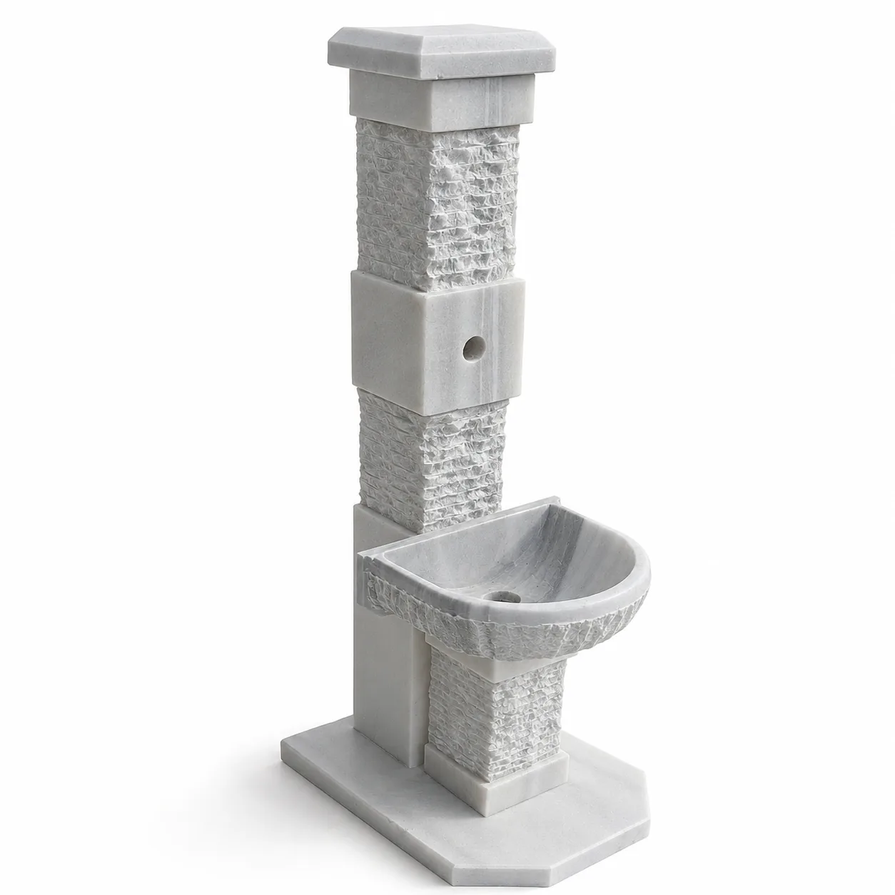Carrara White Mermer Sütunlu Bahçe Çeşmesi