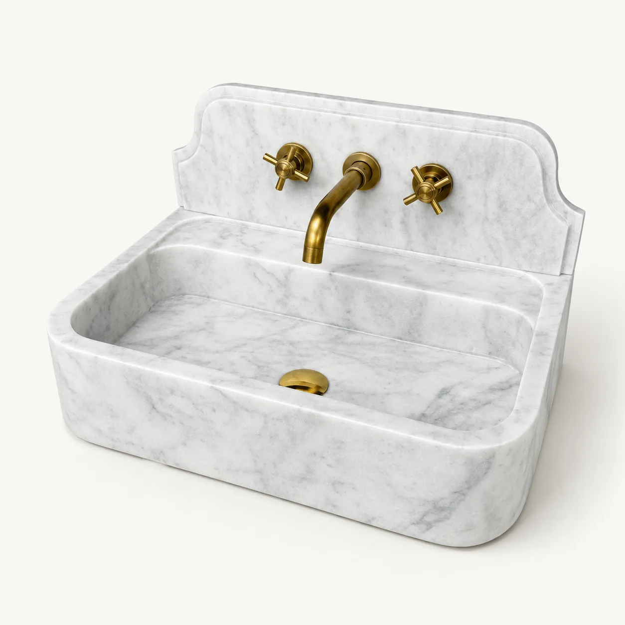 Carrara Mermer Banyo Lavabosu – Lüks Duvara Monte Lavabo
