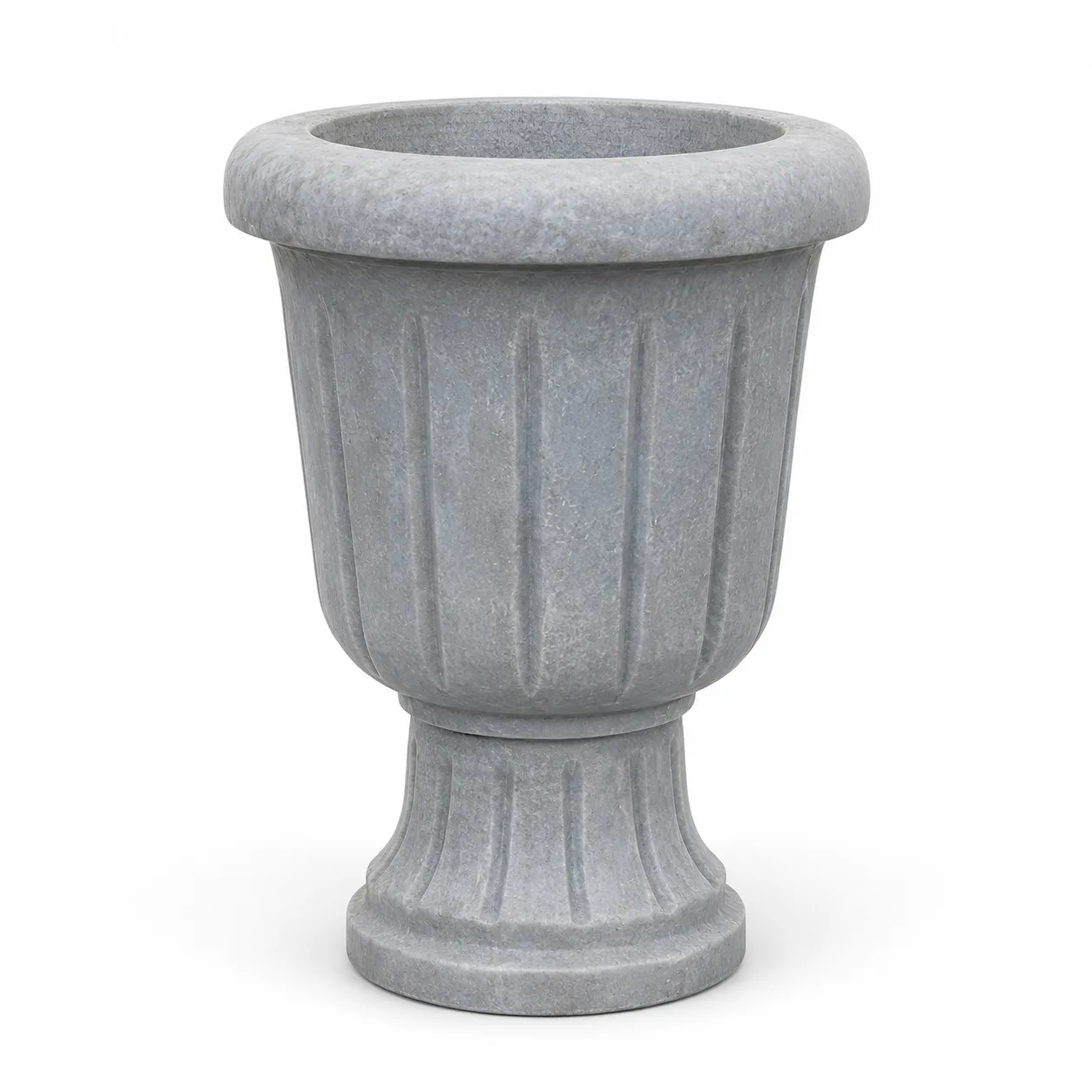Dikey Yivli (Fluted) El Yapımı Premium gri Mermer Saksı