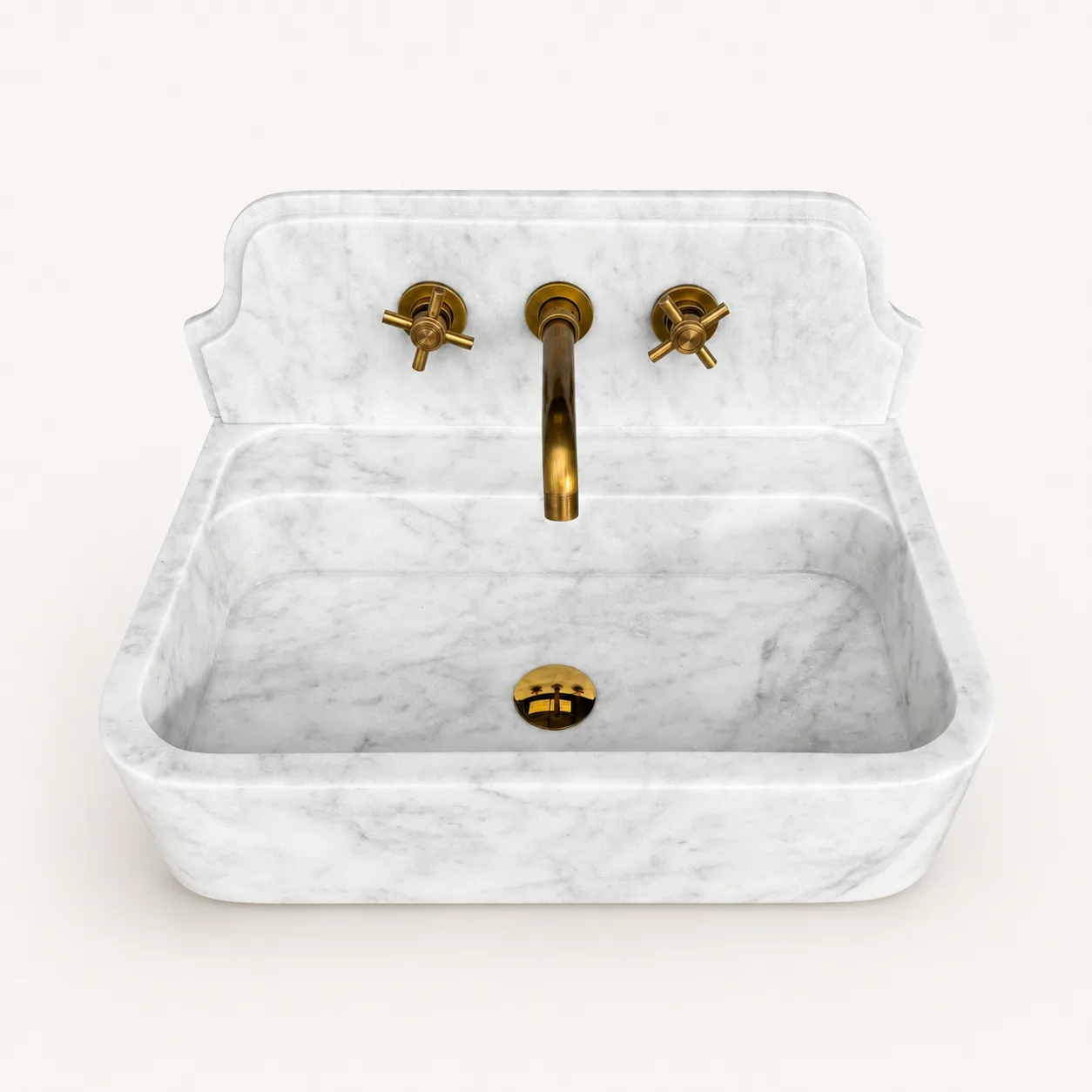 Carrara Mermer Banyo Lavabosu – Lüks Duvara Monte Lavabo