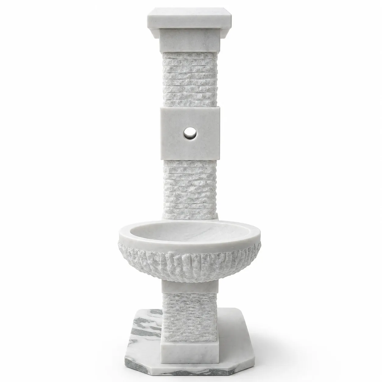 Carrara White Mermer Sütunlu Bahçe Çeşmesi